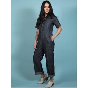 Nooworks Denim Jean Stretch Coveralls Jumpsuit sz M small